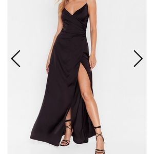Nasty Gal Black Side Slit Dress